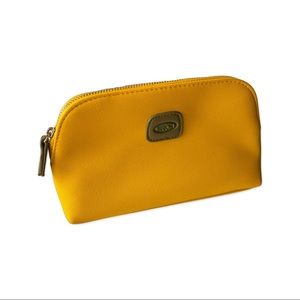 Bric’s Yellow Leather Toiletries Pouch Makeup Bag